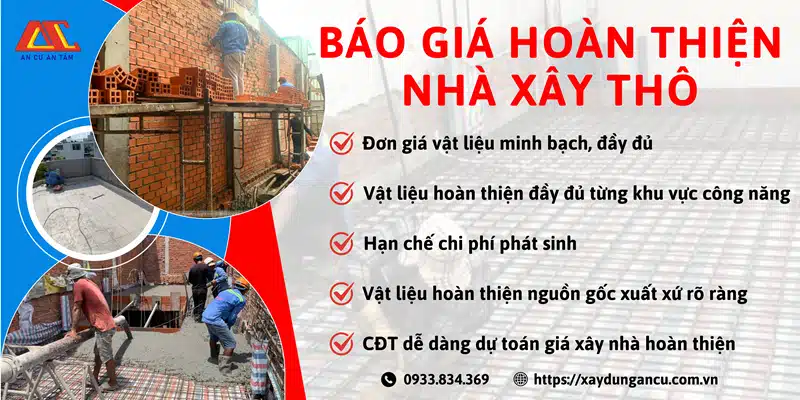 Báo giá hoàn thiện xây nhà thô mới nhất