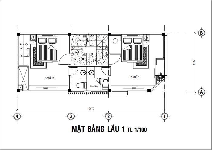 Tầng lầu - Nhà 1 trệt 1 lầu sân thượng diện tích 4.4×11.9m