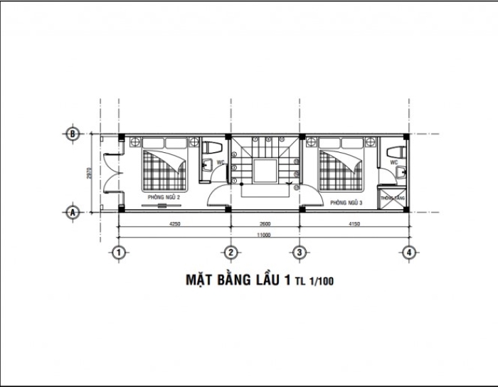 Lầu 1 – Nhà 1 trệt 1 lửng 1 lầu sân thượng diện tích 3x11m.