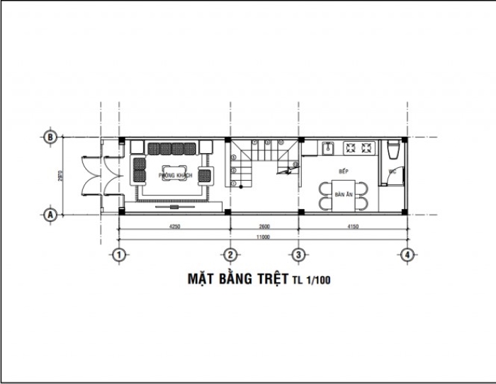 Tầng trệt – Nhà 1 trệt 1 lửng 1 lầu sân thượng diện tích 3x11m