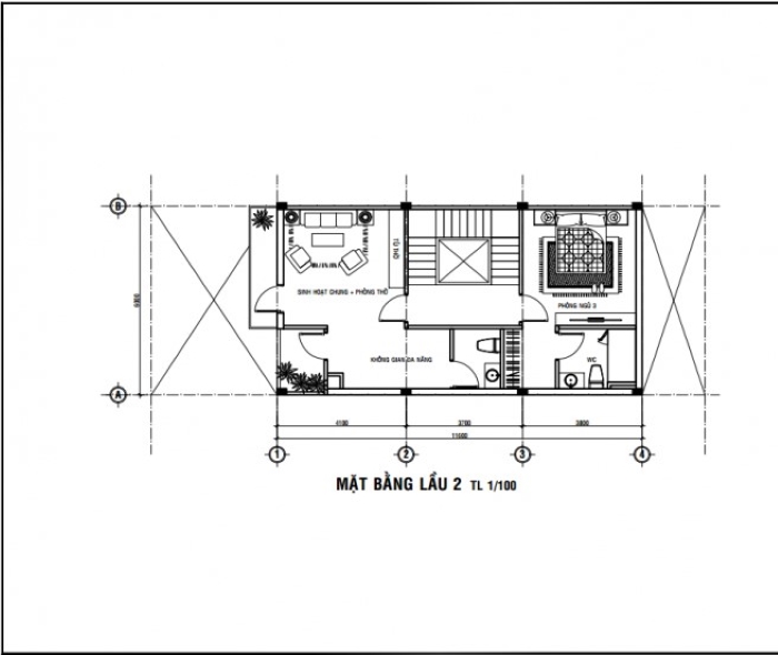 Lầu 2- Nhà 1 trệt 2 lầu trên diện tích 6×17.6m