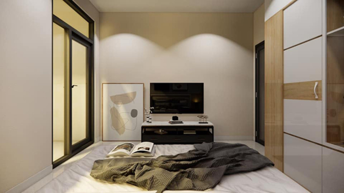 Phòng ngủ được thiết kế ấm cúng