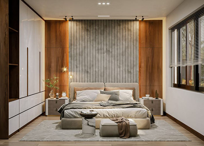 Phòng ngủ được thiết kế nội thất sang trọng đem lại sự riêng tư cho gia chủ