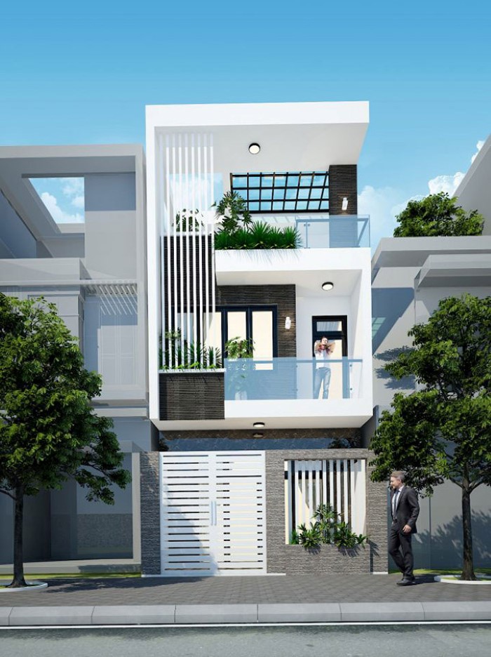 Thiết kế mặt tiền nhà ống 3 tầng giúp bạn tận dụng tối đa không gian sống cho ngôi nhà.