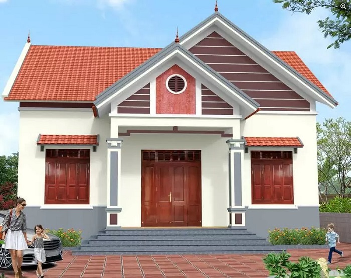 mẫu nhà cấp 4 nông thôn giá rẻ với kiến trúc mái Thái