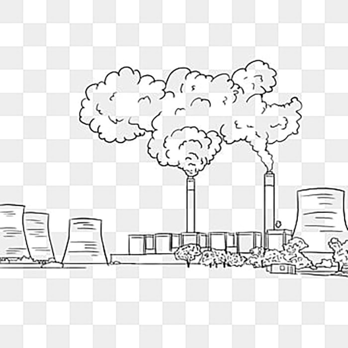 Hình vẽ các nhà máy thải khói