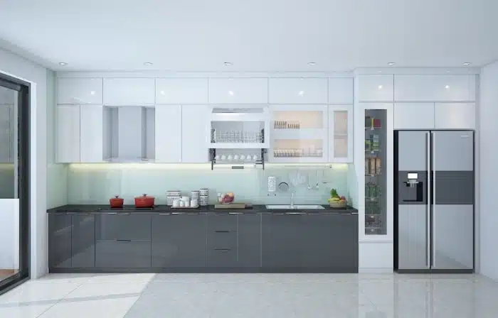 Cách thiết kế nhà bếp đơn giản hình chữ I.