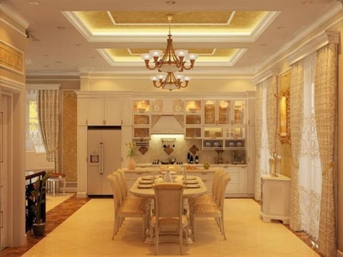 Kết hợp cùng với nội thất khu vực bếp đều được gia công từ gỗ với tone màu sáng