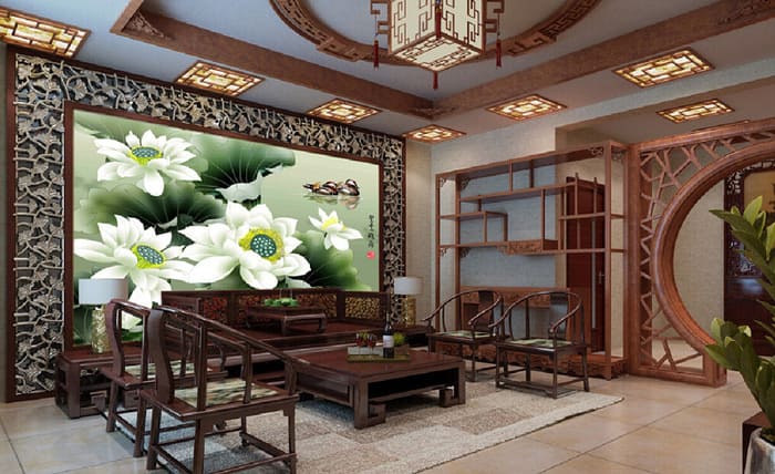 Mẫu phòng khách kiểu Trung Quốc đầy nét tinh tế