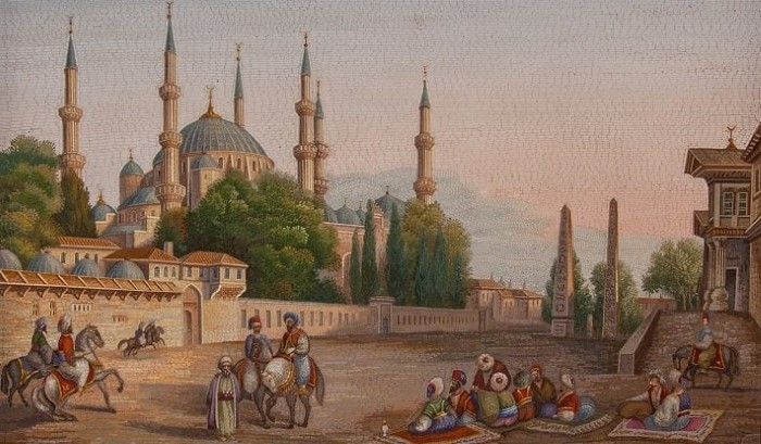 Tranh Mosaic Mô tả về Nhà thờ Hồi giáo Xanh của Istanbul