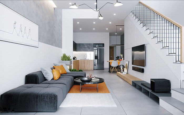 Thiết kế phòng khách tông màu sáng giúp không gian rộng mở hơn