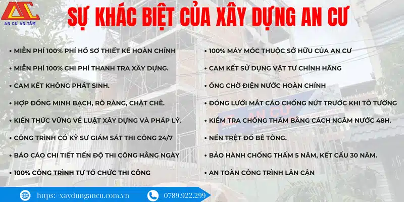 Điểm khác biệt mà công ty xây dựng An Cư mang lại cho khách hàng so với những công ty khác trên thị trường