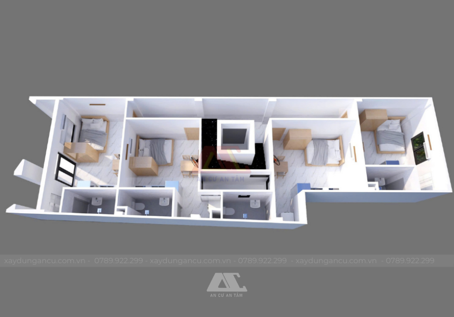 Mặt cắt thiết kế căn hộ cho thuê Quận 12