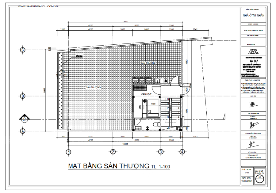 Bản vẽ thiết kế 3D lầu 3 căn hộ dịch vụ kết hợp kinh doanh tại Bình Tân