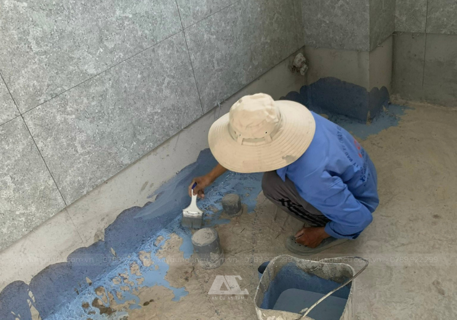 Xử lý chống thấm và ngâm nước 48h để kiếm tra thấm cho tất cả khu vực tiếp xúc với nước