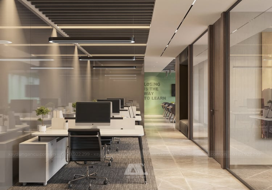 Văn phòng bố trí khoa học, kết hợp hài hòa giữa khu làm việc và không gian di chuyển